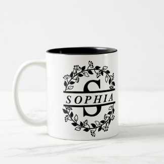 Caneca De Café Em Dois Tons Caneta de nomes Letter S
