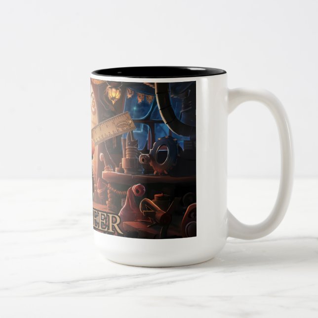 Caneca De Café Em Dois Tons Caneta gnomo do engenheiro adorável (Direita)