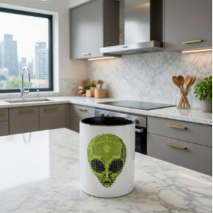Caneca De Café Em Dois Tons Canetas de Alienígena verde