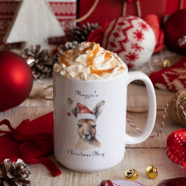 Caneca De Café Em Dois Tons Canguru de Natal, personalizável