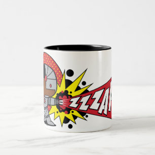 Caneca De Café Em Dois Tons Canhão Cibernético de Chibi Cyborg