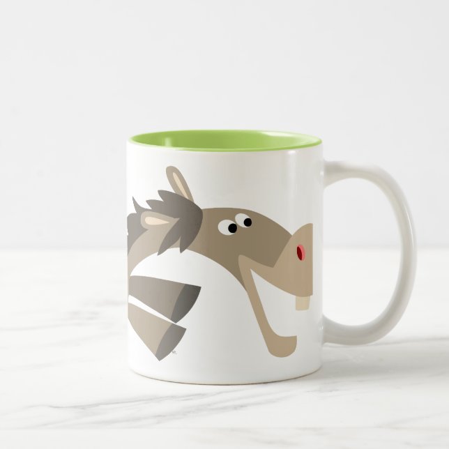 Caneca De Café Em Dois Tons Canhão de Cartoon de Cavalo Bonito (Direita)