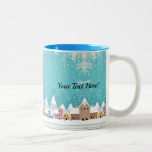 Caneca De Café Em Dois Tons Canhão de férias da vila de inverno