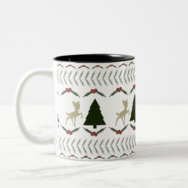 Caneca De Café Em Dois Tons Canhão de Natal (Esquerda)