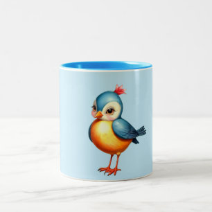 Caneca De Café Em Dois Tons Canhão de Pássaro Azul Super-Cinto