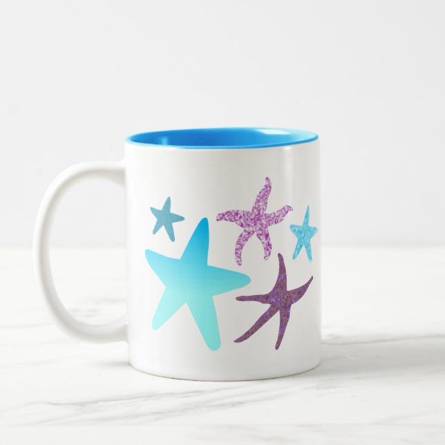 Caneca De Café Em Dois Tons Canhão de Starfish Vibrante (Esquerda)