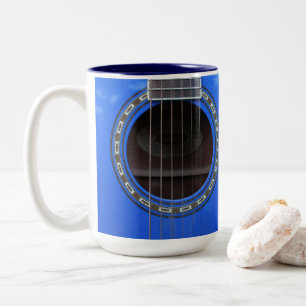 Caneca De Café Em Dois Tons Canhão de Violão Acústico Azul Personalizado