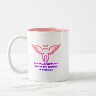 Caneca De Café Em Dois Tons Canhão Rosa Rosa Dentária Assistente Dentária