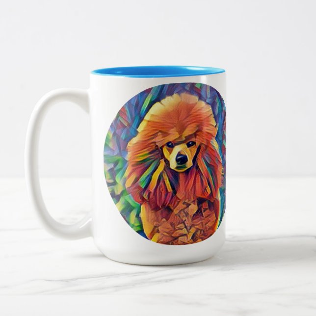 Caneca De Café Em Dois Tons Caniche do vitral (Esquerda)