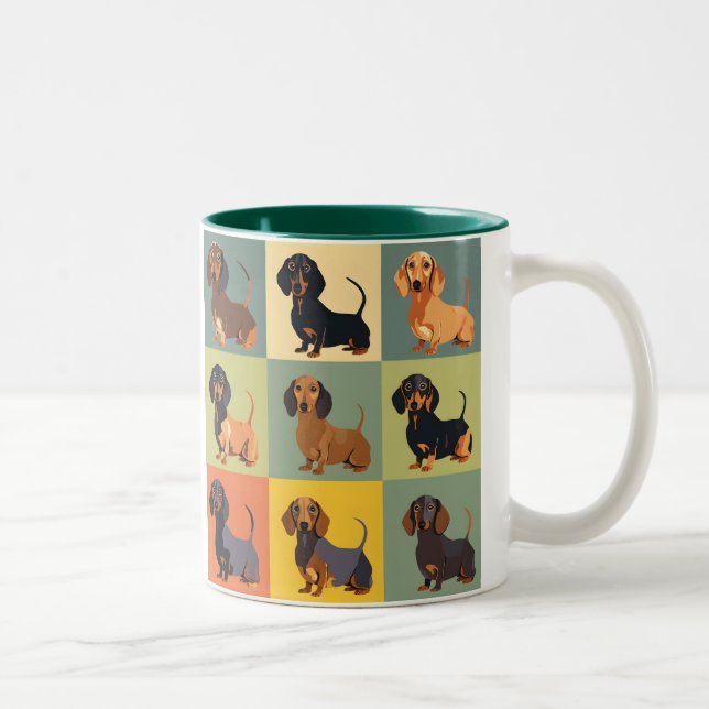 Caneca De Café Em Dois Tons Canino de Dachshund (Direita)