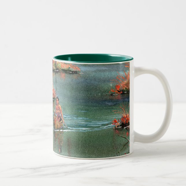 Caneca De Café Em Dois Tons CANOA QUIETA por SHARON SHARPE (Direita)