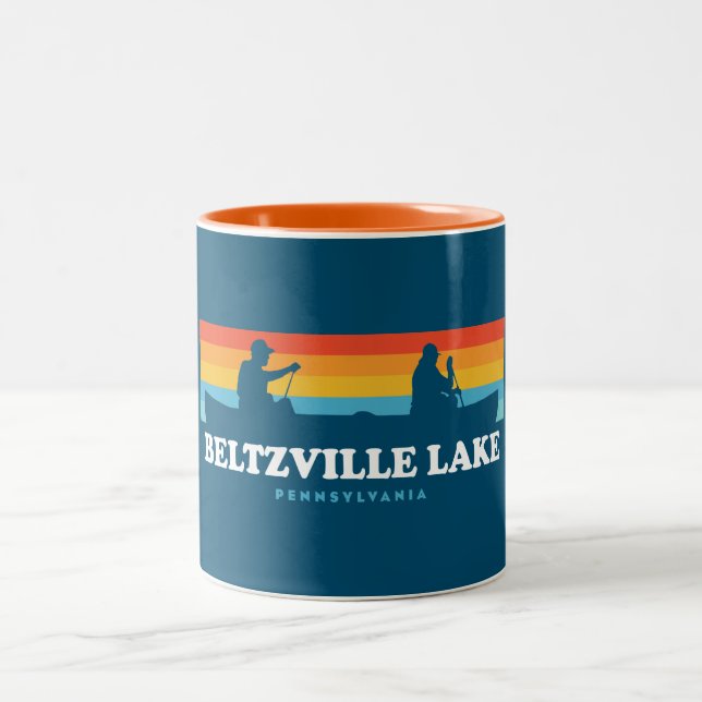 Caneca De Café Em Dois Tons Canoagem de Beltzville Lake Pennsylvania (Centro)