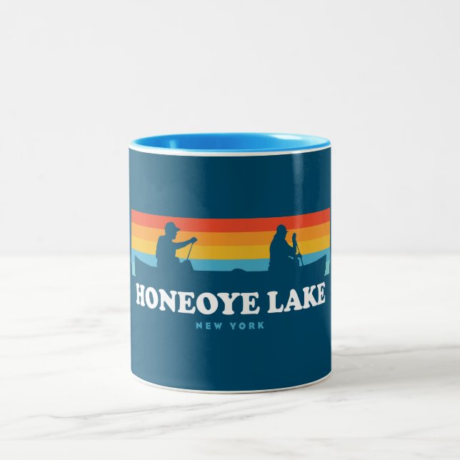 Caneca De Café Em Dois Tons Canoagem Honeoye Lake New York (Centro)