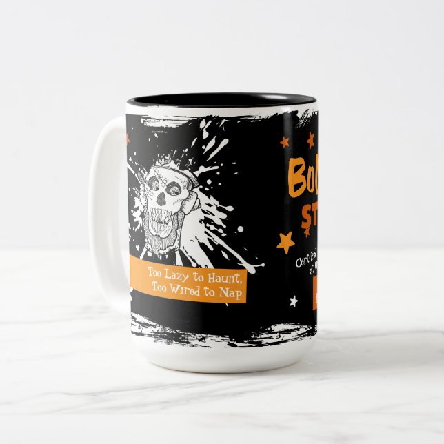 Caneca De Café Em Dois Tons Cansado até os Ossos, Ainda Ligado – Esqueleto da  (Frente Esquerda)