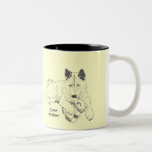 Caneca De Café Em Dois Tons Cão akita bonito com ursinho rosa
