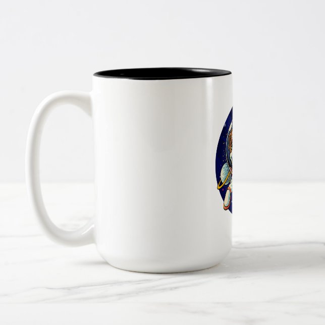 Caneca De Café Em Dois Tons Cão Astronauta, cão espacial (Esquerda)