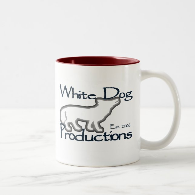 Caneca De Café Em Dois Tons Cão branco - caneca de 2 tons (vermelha) (Direita)