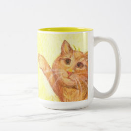 Caneca De Café Em Dois Tons Cão da pesca e gato (do fim-acima)/caneca