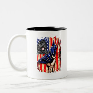 Caneca De Café Em Dois Tons Cão-de-água português Patriótico Cão-de-Bandeira A