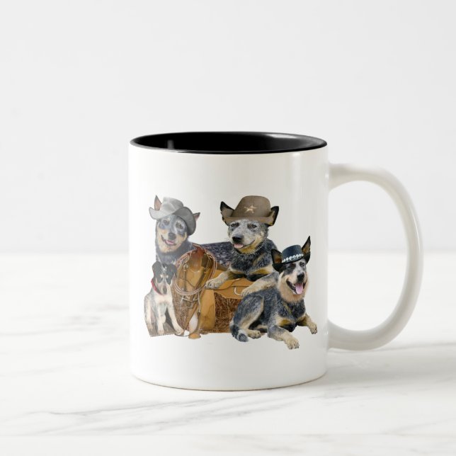 Caneca De Café Em Dois Tons Cão de Bovinos Australiano (Direita)