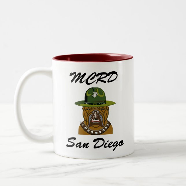 Caneca De Café Em Dois Tons Cão de diabo de MCRD San Diego (Esquerda)