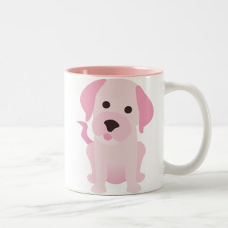 Caneca De Café Em Dois Tons Cão de filhote de cachorro cor-de-rosa