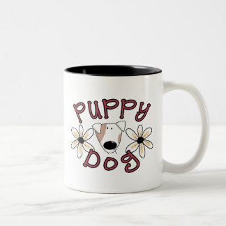 Caneca De Café Em Dois Tons Cão de filhote de cachorro das flores