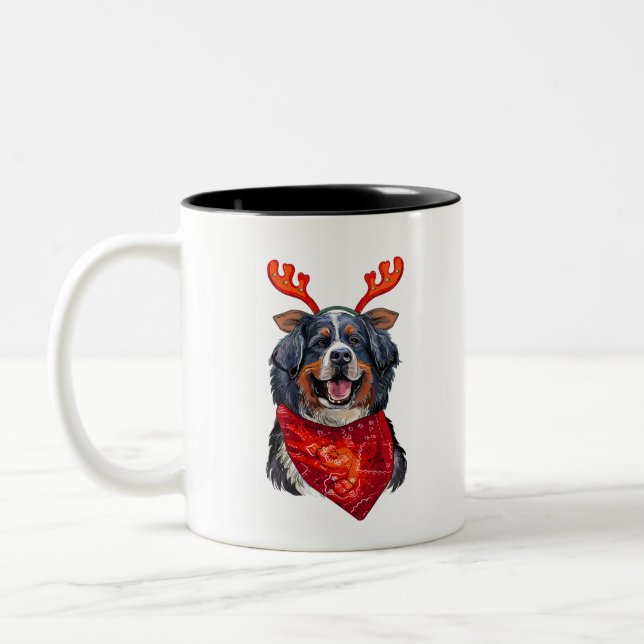 Caneca De Café Em Dois Tons Cão de Montanha Bernês de Natal (Esquerda)