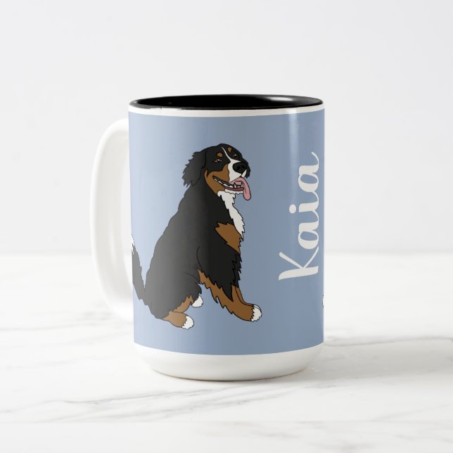 Caneca De Café Em Dois Tons Cão de Montanha Bernês Personalizado  (Frente Esquerda)