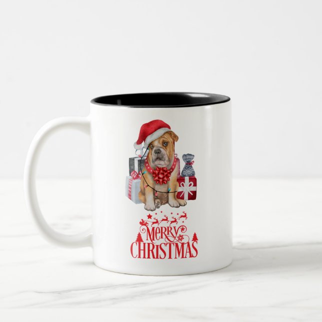 Caneca De Café Em Dois Tons Cão de Natal (Esquerda)