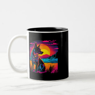 Caneca De Café Em Dois Tons Cão-de-Obra Australiano retrô estético 17