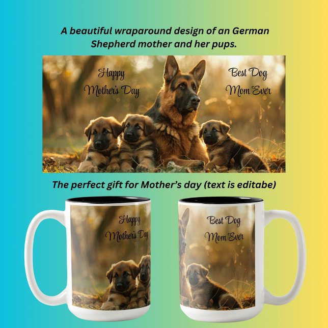 Caneca De Café Em Dois Tons Cão German shepherd Feliz (Criador carregado)