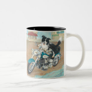 Caneca De Café Em Dois Tons Cão na motocicleta