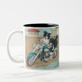 Caneca De Café Em Dois Tons Cão na motocicleta