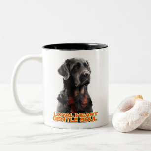 Caneca De Café Em Dois Tons Cão Negro Elegante - Arte Pet Realista