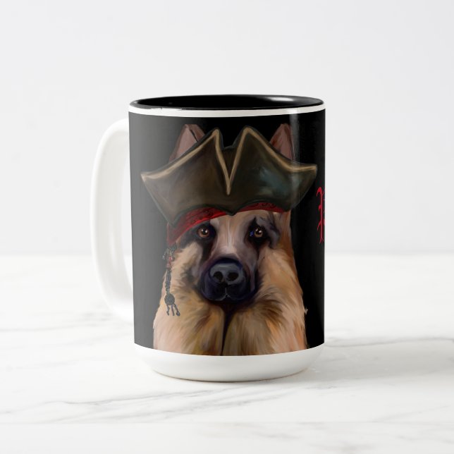 CANECA DE CAFÉ EM DOIS TONS CÃO PASTOR ALEMÃO (Frente Esquerda)