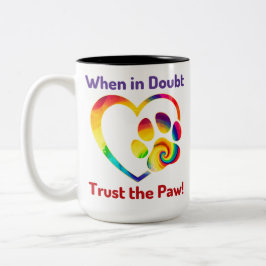 Caneca De Café Em Dois Tons Cão Pata Adorava Impressão Coração Cão Pet Colorid