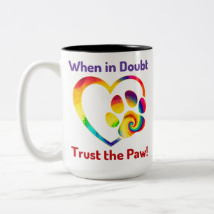 Caneca De Café Em Dois Tons Cão Pata Adorava Impressão Coração Cão Pet Colorid