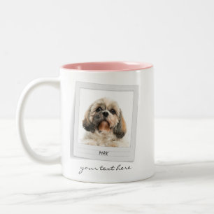 Caneca De Café Em Dois Tons Cão Personalizado de Foto de Pet de Feriados Feli