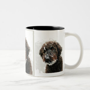 Caneca De Café Em Dois Tons Cão: pintura do labradoodle