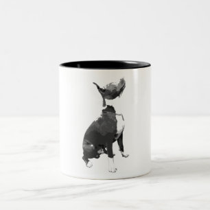 Caneca De Café Em Dois Tons Cão preto e branco na moda do pitbull
