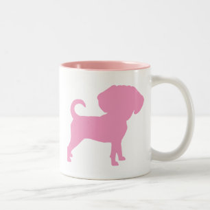 Caneca De Café Em Dois Tons Cão principal grande bonito engraçado de Puggle