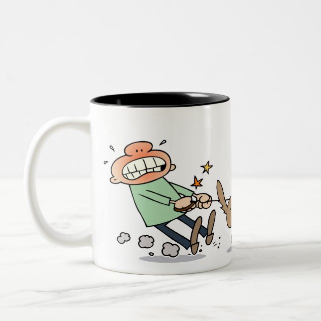 Caneca De Café Em Dois Tons Cão que persegue um esquilo (Esquerda)