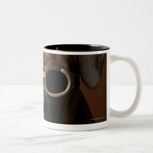 Caneca De Café Em Dois Tons Cão que veste óculos de sol (Direita)