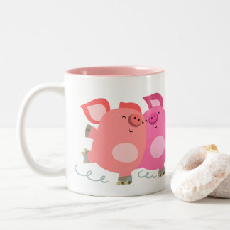Caneca De Café Em Dois Tons Cãozinho De Cartoon Cilindro De Pigs