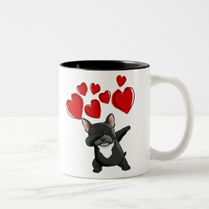 Caneca De Café Em Dois Tons Cãozinho francês bonito