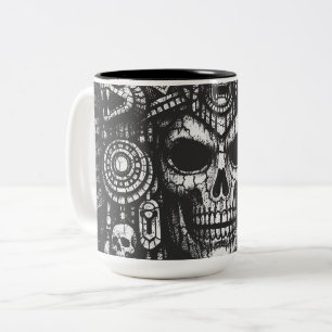Caneca De Café Em Dois Tons Capacete de Caveira Asteca por BurnsInHell