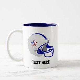 Caneca De Café Em Dois Tons Capacete de futebol americano branco e azul