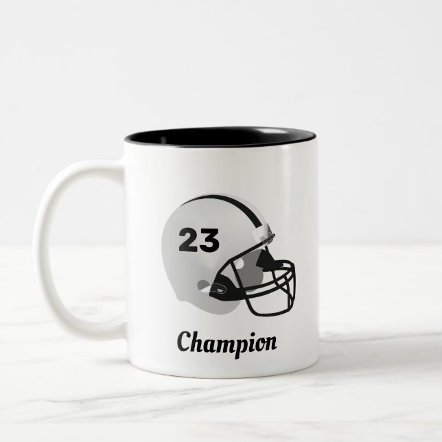 Caneca De Café Em Dois Tons Capacete de Futebol Americano Personalizado (Esquerda)