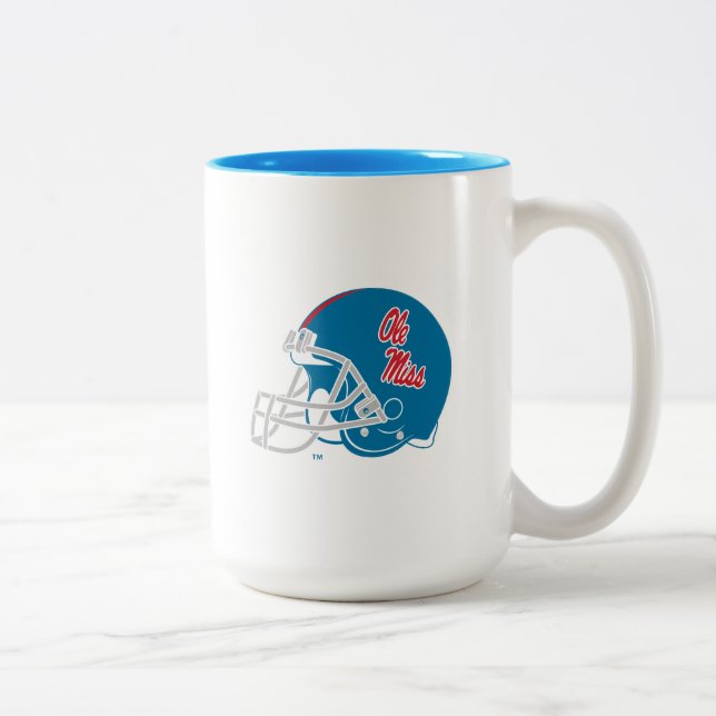 Caneca De Café Em Dois Tons Capacete Ole Miss Futebol | Azul claro (Direita)